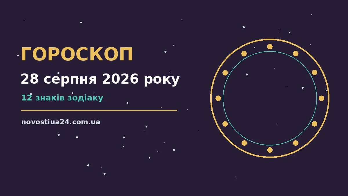 Зодіакальний знак на тлі зоряного неба, гороскоп на 28 серпня 2026 року