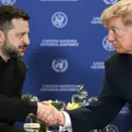 Президент США Дональд Трамп та Президент України Володимир Зеленський під час зустрічі на полях 81-ї сесії Генеральної